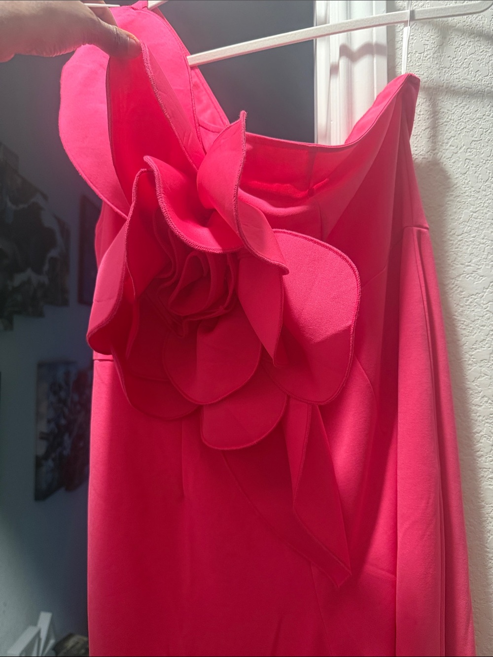 Strapless Hot Pink Floral Applique Jumpsuit - Women - Picture 3 of 5